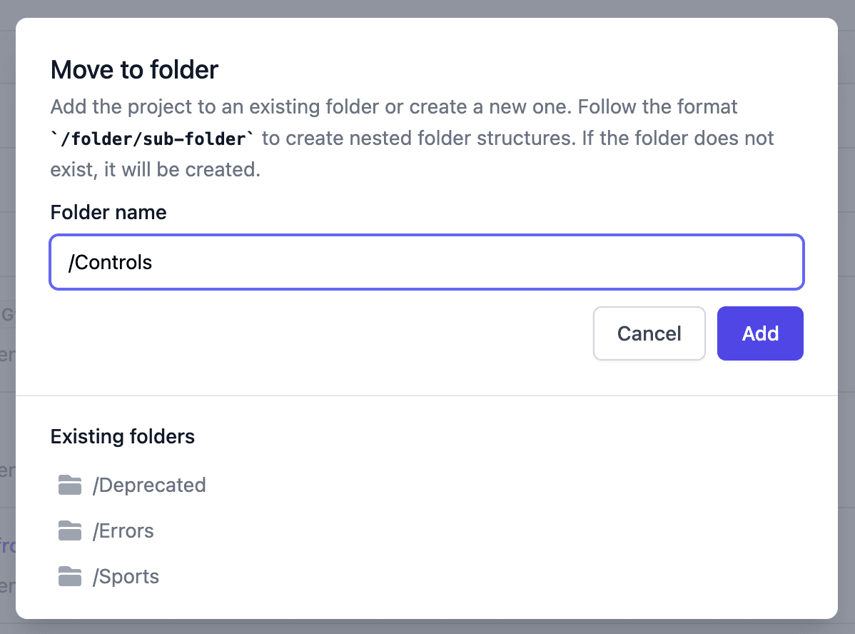 Project move to folder