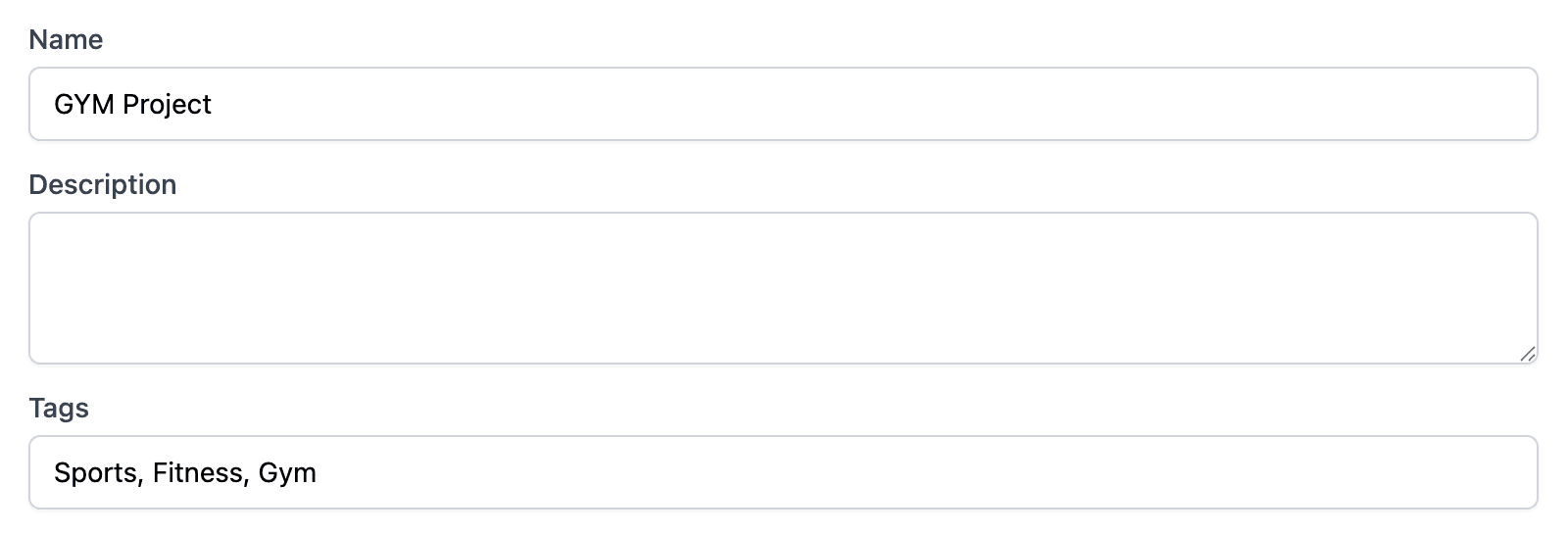 Project edit tags form