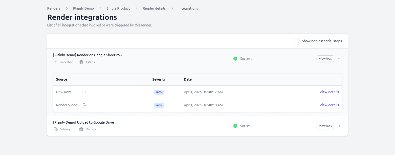 Render integration details