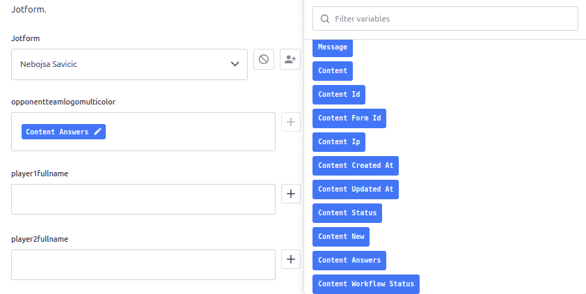 Jotform available variables
