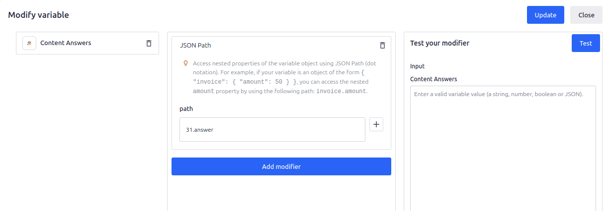 Jotform variable modification