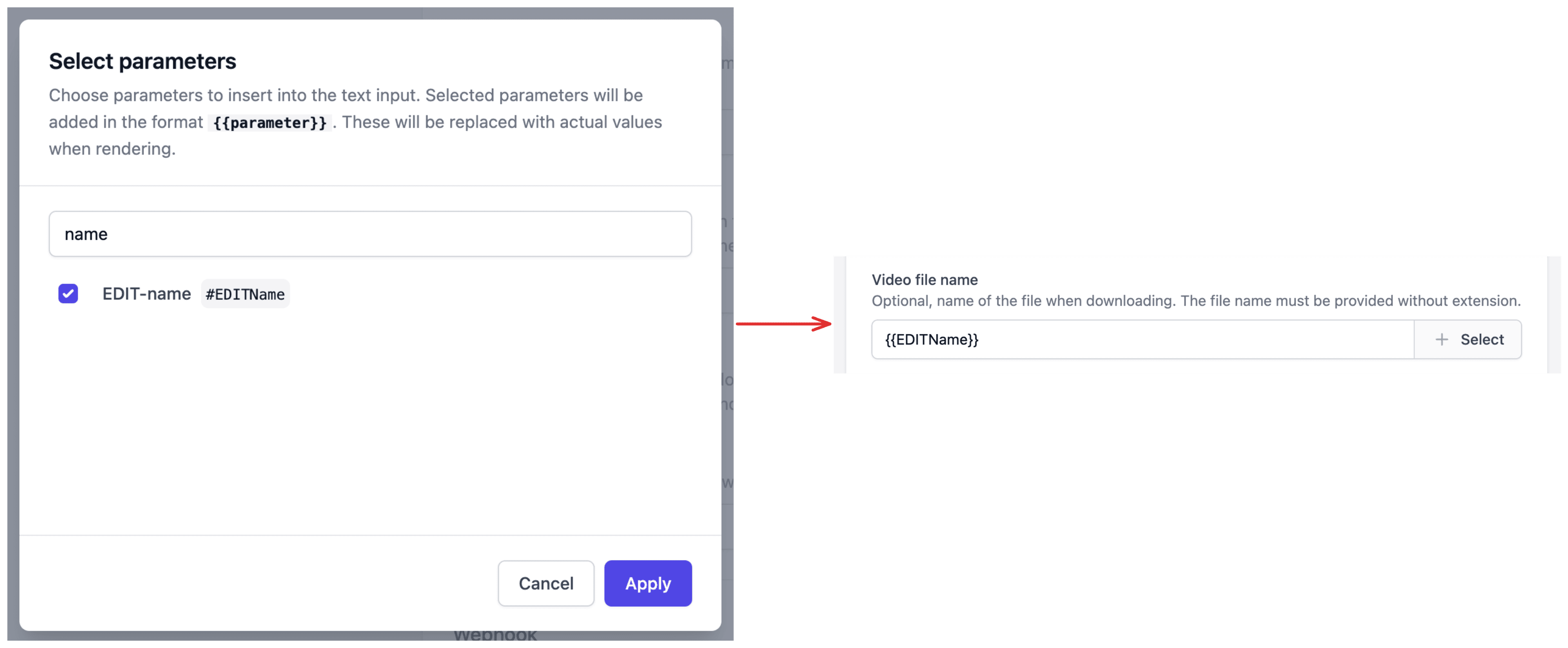 Video file name dialog
